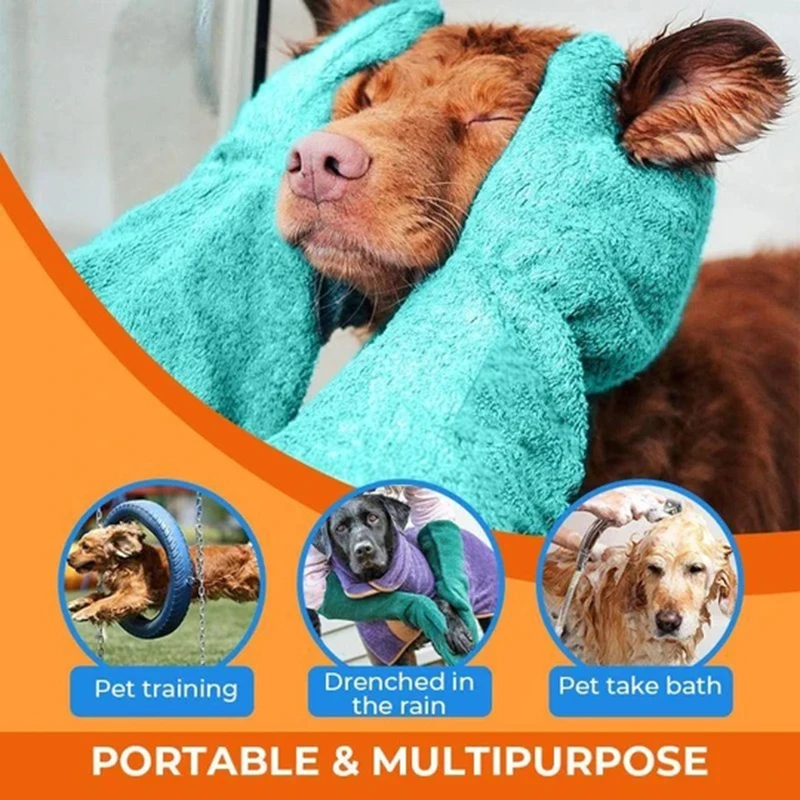 

Hot Sale Super Absorbent Pet Drying Mitts Microfiber Pet Bath Towels Convenient Forearm Length for Drying Dogs Cats Horse Coat