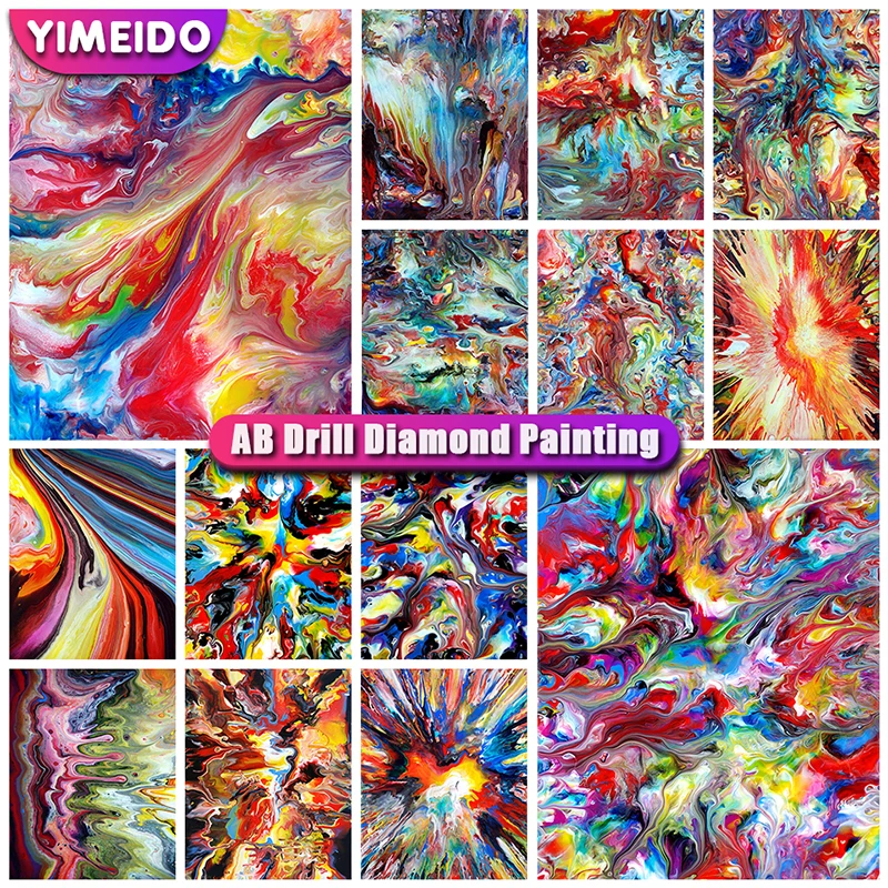 

YIMEIDO AB Diamond Painting Abstract Colorful Diy Full Drill Mosaic Square/ Round Diamont Embroidery Landscape Pictures Gift