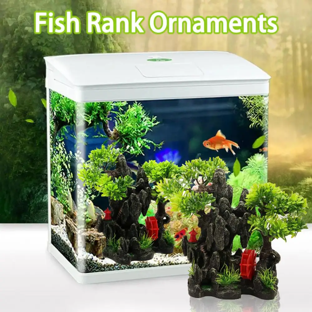 

Fish Tank Landscaping Non-fading Realistic Shape Resin Aquarium Ornament Artificial Rockery Decor for Home