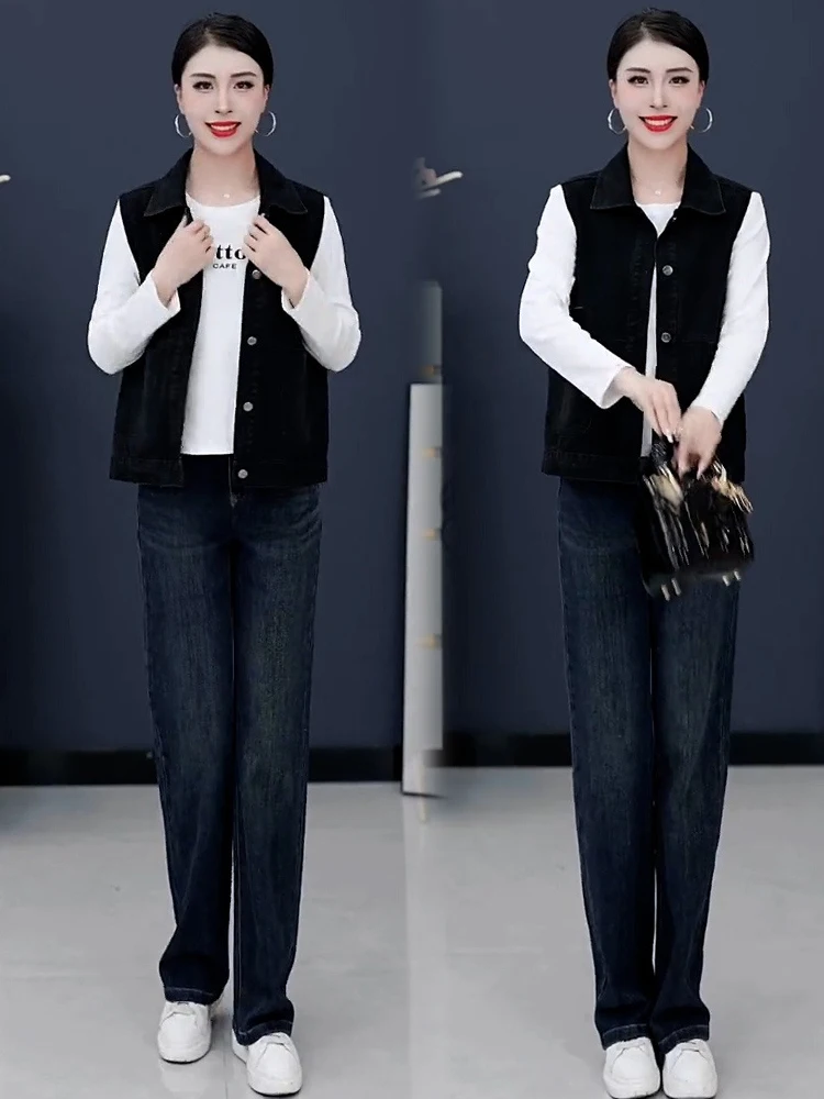 Осень 2024 новый джинсовый жилет верхняя одежда женская высококачественная