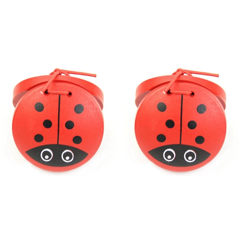 

2Pc Kid Children Cartoon Wooden Castanet Toy Musical Percussion Instrument