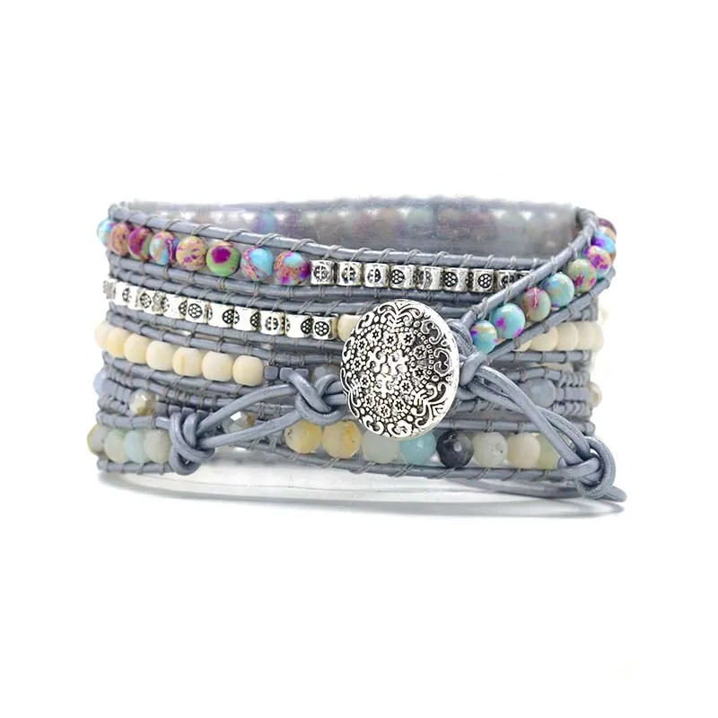 Браслет Emperor Stone для Apple Watch Band BOHO кожаный браслет с кристаллами 5 наручных часов