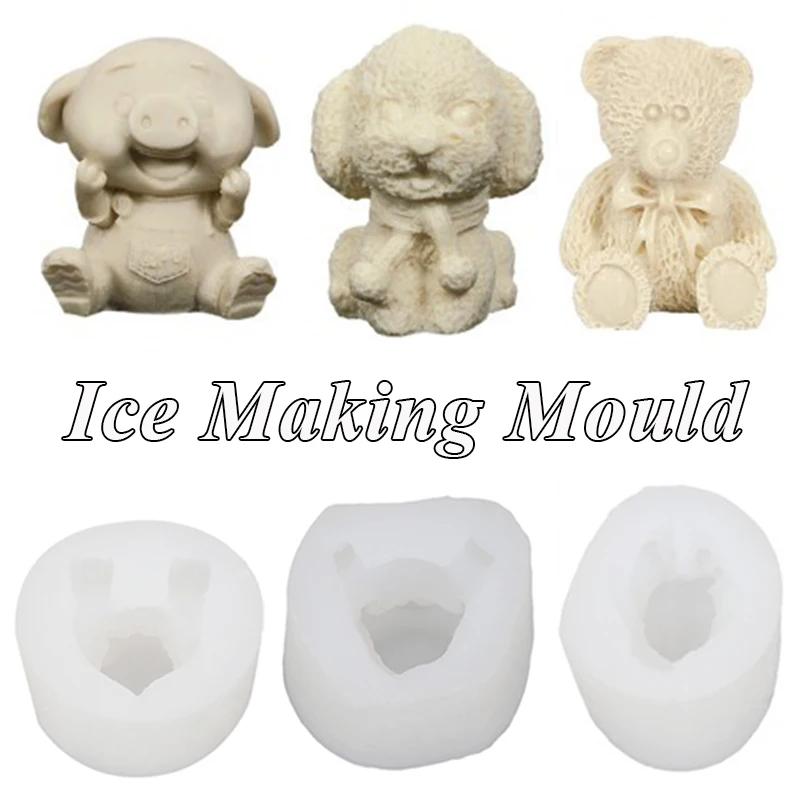 

Cute Pig Bear Dog Shape Ice Cube Resin Molds Cartoon Animal Silicone Ice Mold Ice Cube Maker Handmade DIY Chocolate Soap Mould