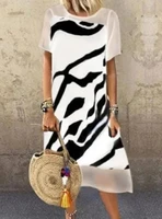 springsummer 2022 european and american chiffon mosaic animal print short sleeve dress for women