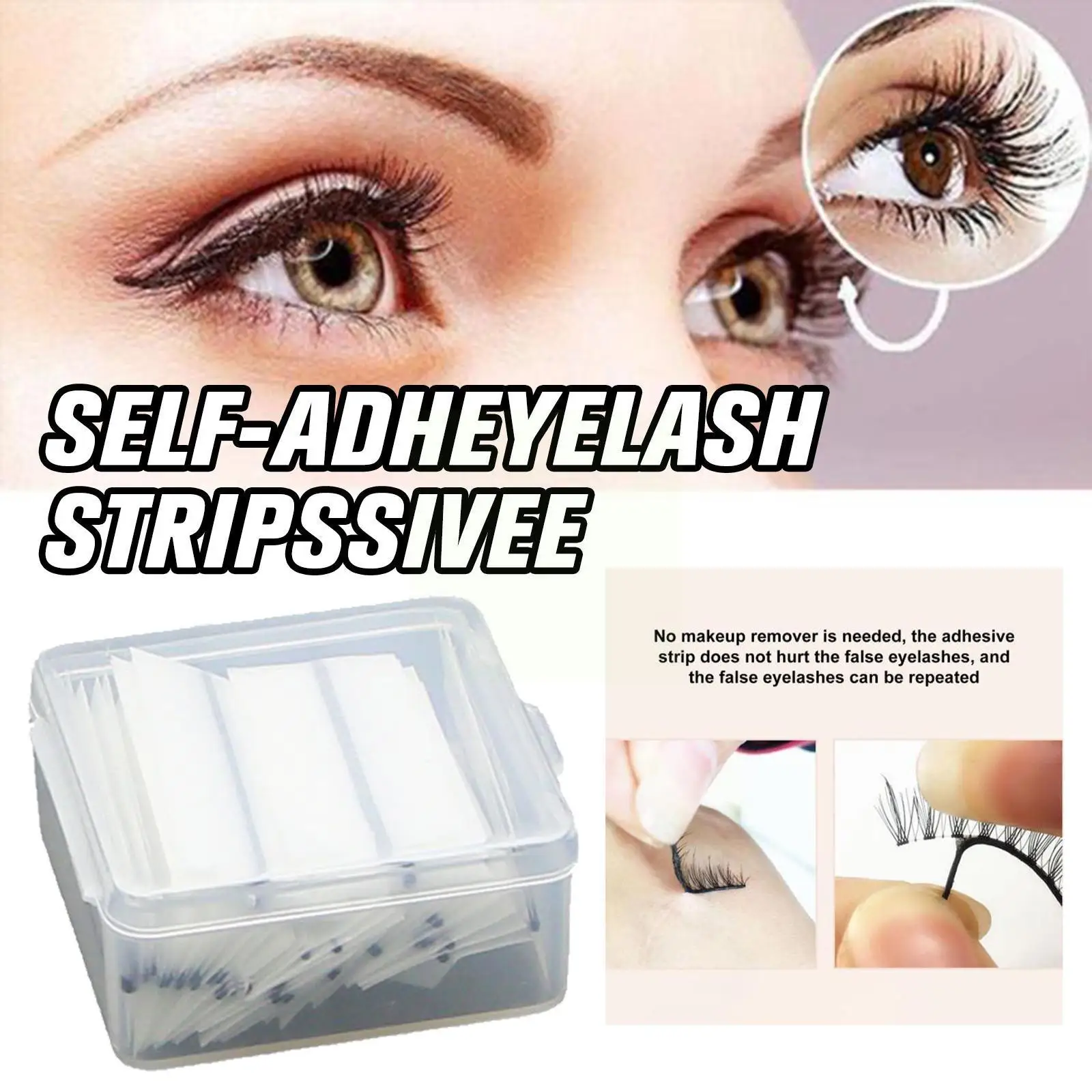 

40/50 Pcs/box Reusable Glue-free Lash Adhesive Tape Tool Hypoallergenic Makeup Strip Self-sticker Eyelash Glue G5r4
