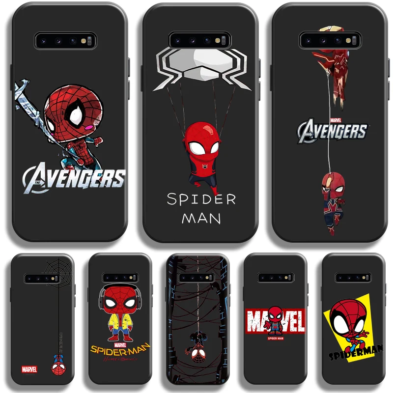 

Marvel Cartoon Spiderman For Samsung Galaxy S10 S10 Plus S10 Lite S10E S10 5G Phone Case Liquid Silicon Coque Back Soft Black