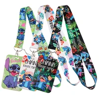 lb2947 stitch cartoon alien neck strap lanyards for key id card gym cell phone strap usb badge holder rope pendant key chain