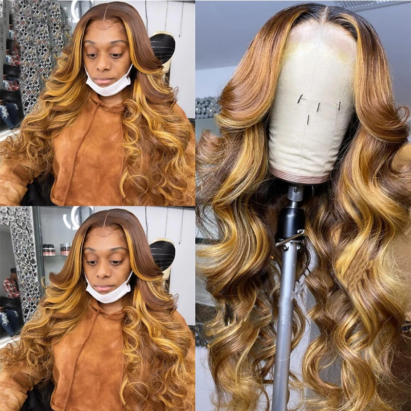 

Full Lace Wig With 4x4 Silk Base Highlight Blonde Body Wave Silk Top Human Hair Wig For Women Pre Plucked With Baby Hair