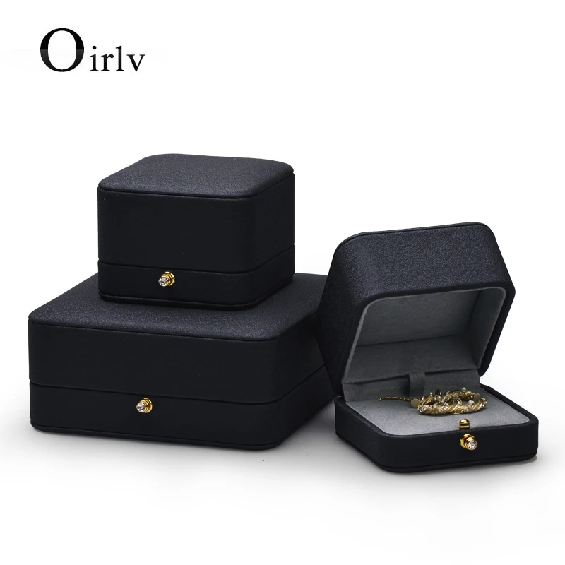 Oirlv Jewelry Box With Diamond Decoration Snap Fastener Diamond Decorative Ring Box For Wedding Necklace Present Bracelet Box