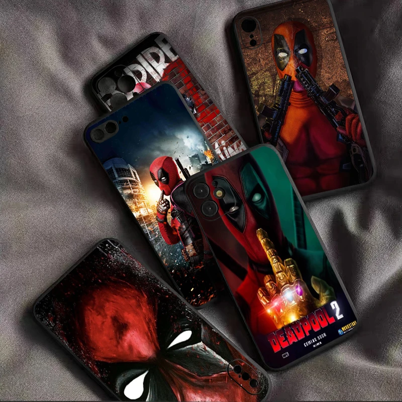 

Marvel Deadpool For iPhone 13 12 11 Pro Mini X XR XS Max SE 5 6 6S 7 8 Plus Phone Case Carcasa Shockproof Shell Liquid Silicon