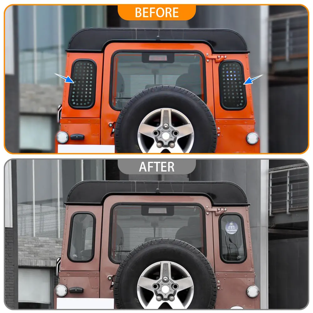 Фото Для Land Rover Defender 90 110 130 2004-2018, черная защитная панель из сплава для стекла заднего бокового окна крыши автомобиля, автомобильные аксессуары №4