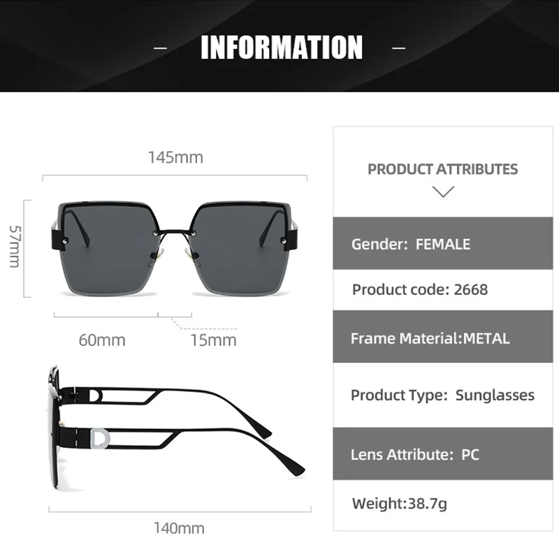 Очки солнцезащитные унисекс квадратные градиентные без оправы UV400