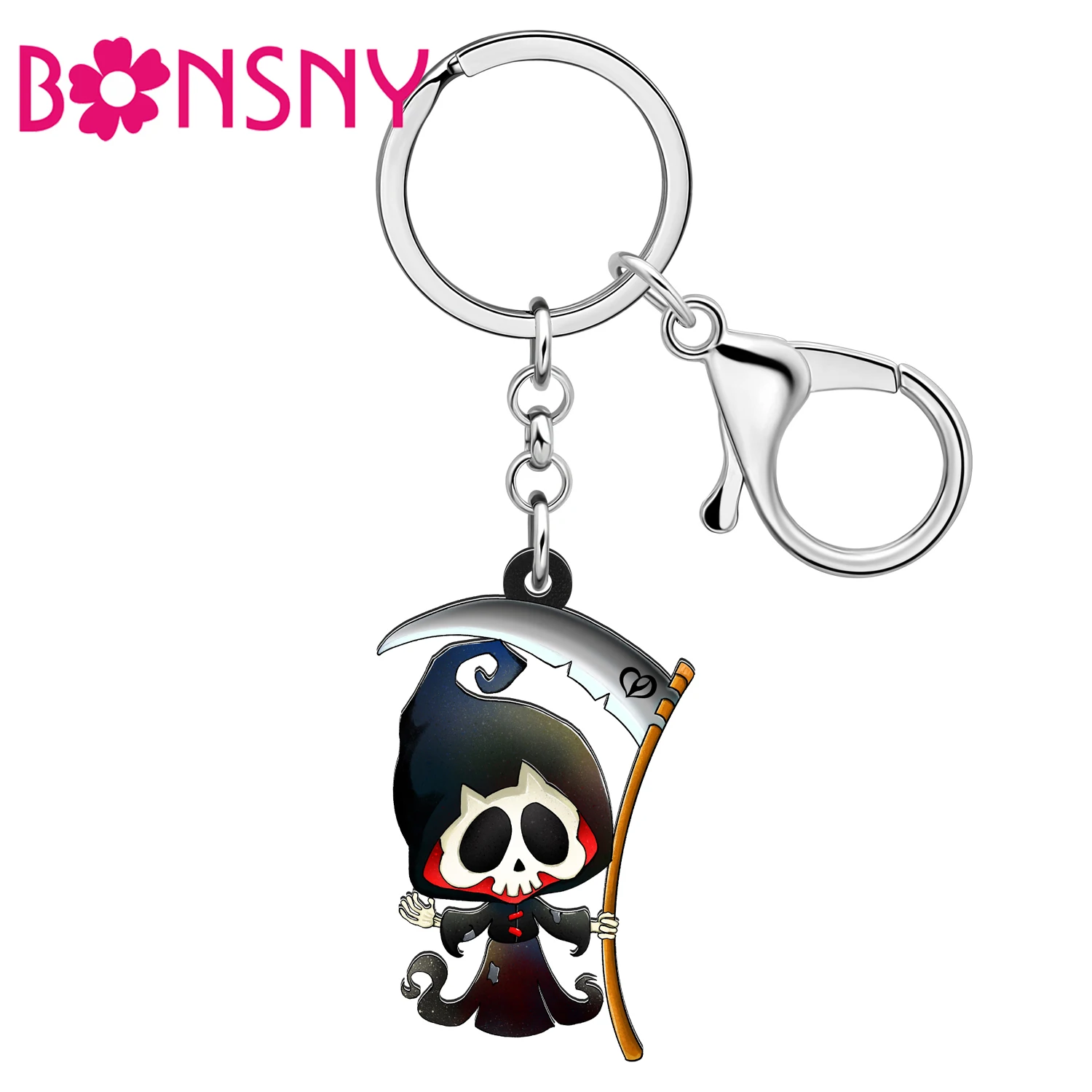 Акриловый брелок BONSNY в виде милого черепа смерти Scythe на Хэллоуин Подвеска для