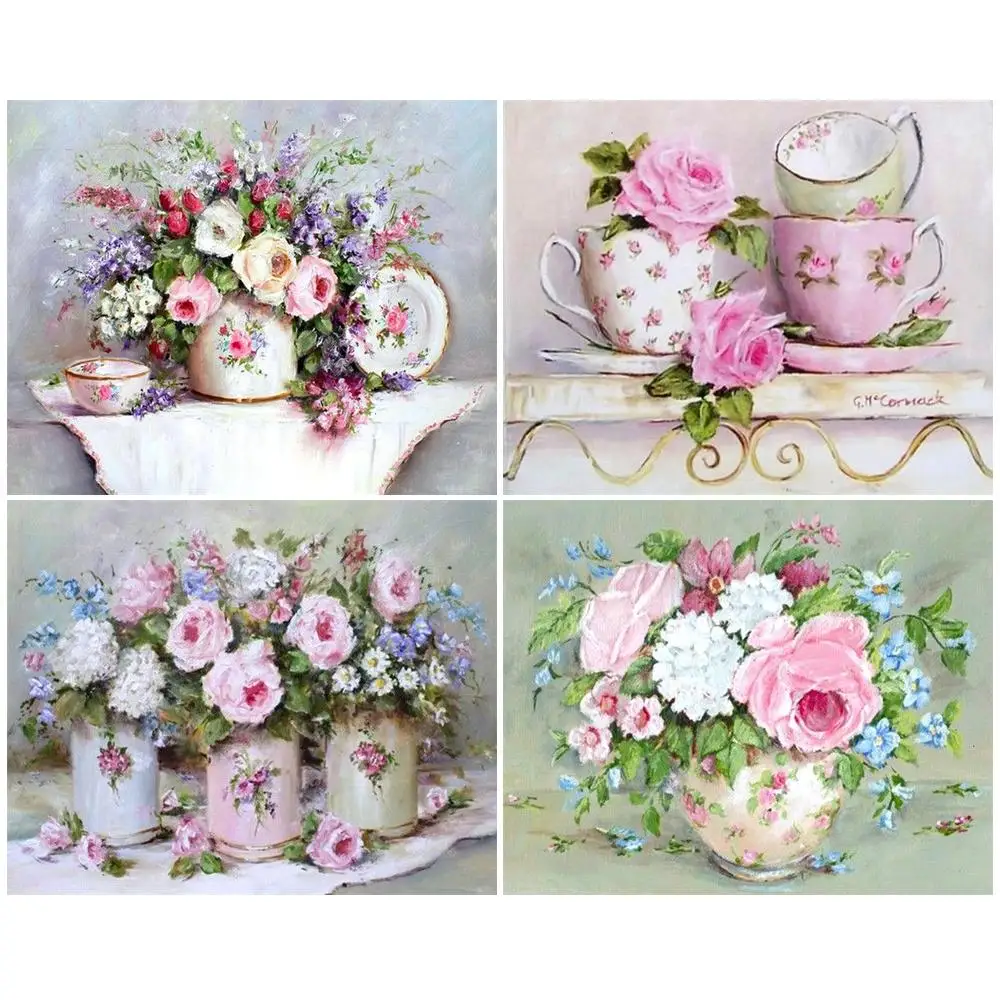 

GATYZTORY Pictures By Number Flower Drawing On Canvas HandPainted Art Gift DIY Oil Painting Kits Home Decoration