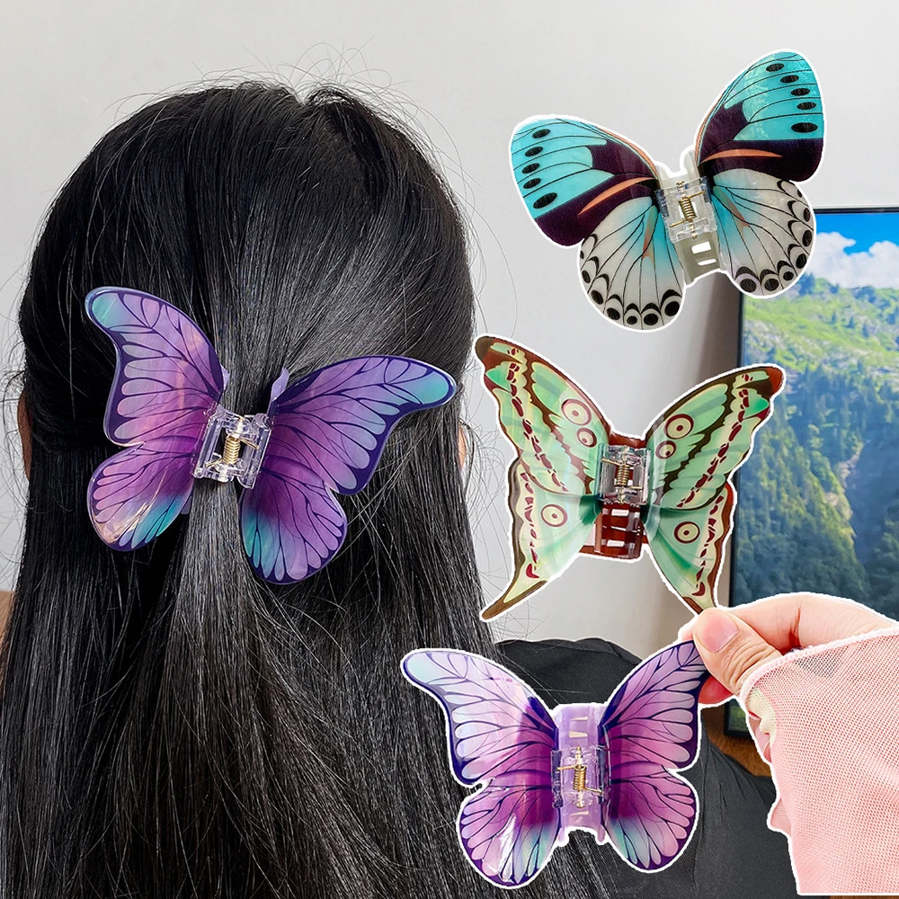 

Large Butterfly Shark Clip Ponytail Hairpin Acrylic Simulation Hair Claw Animal Crab Clip Barrettes Women Hair Accessories