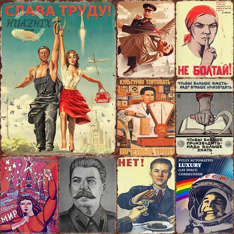 

Soviet USSR CCCP Metal Tin Sign Poster Celebrity Stalin Plate Living Room Retro Painting Vintage Kitchen Bar Plaque Wall Decor