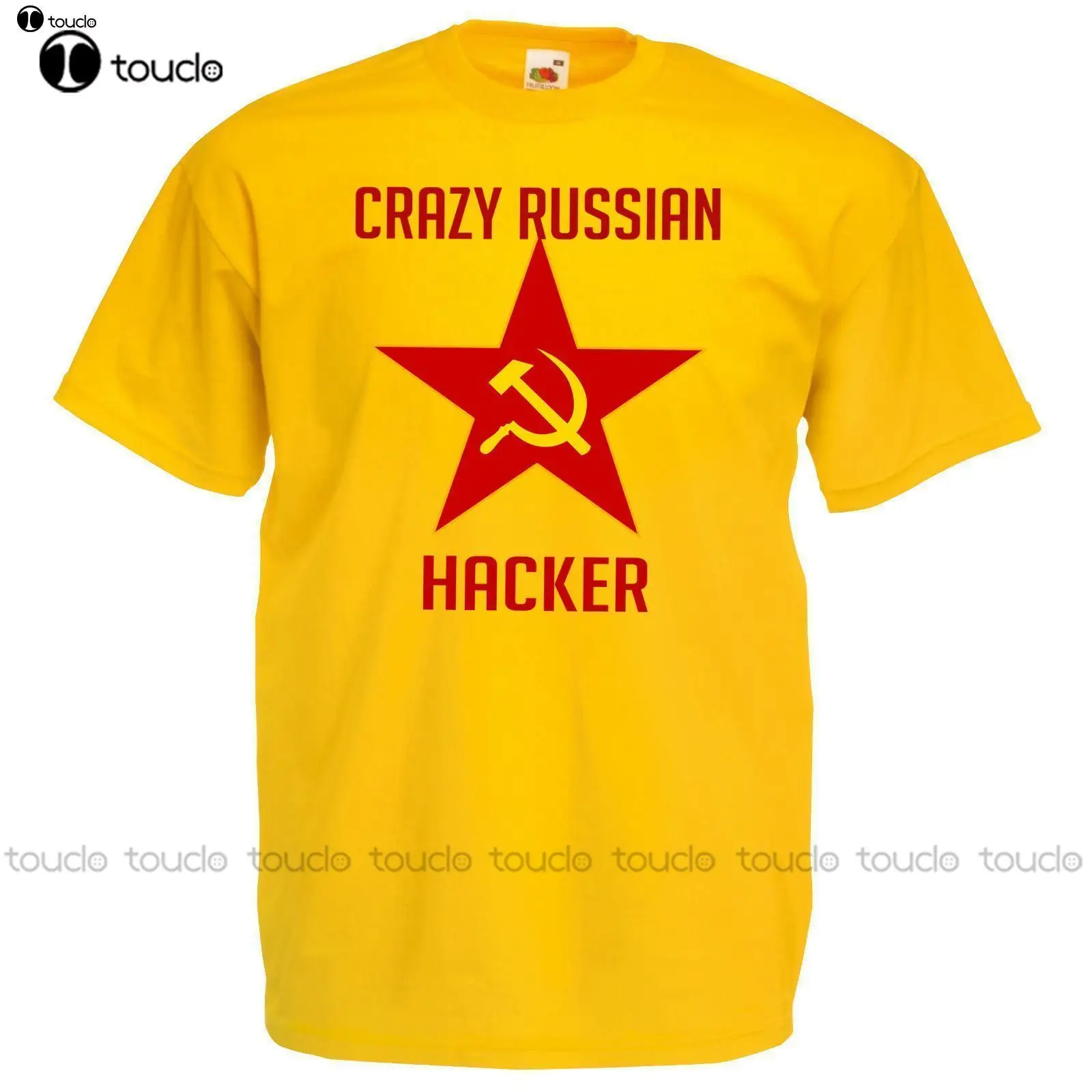 

Летняя желтая футболка из 100% хлопка с надписью «Crazy Hacker»