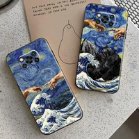 creative oil painting phone case for poco x3 gt m3 pro x3 nfc f3 gt fnga capa luxury 2021 mirror ultra holder cute slot painted