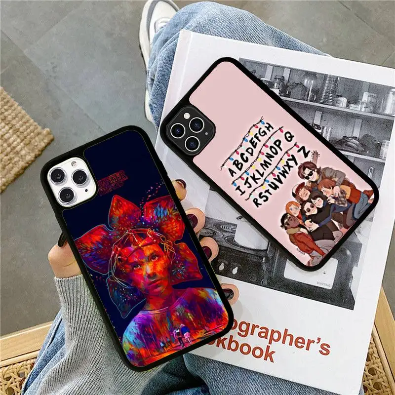 

FHNBLJ Stranger Things Phone Case Silicone PC+TPU Case for iPhone 11 12 13 Pro Max 8 7 6 Plus X SE XR Hard Fundas
