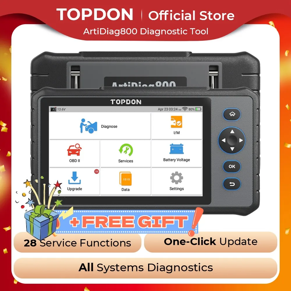 Инструмент для диагностики автомобиля Topdon Artidiag800, Obd 2 считыватель кодов, Автомобильный сканер VIN Oil/SAS/DPF/ABS/TPMS, сканер