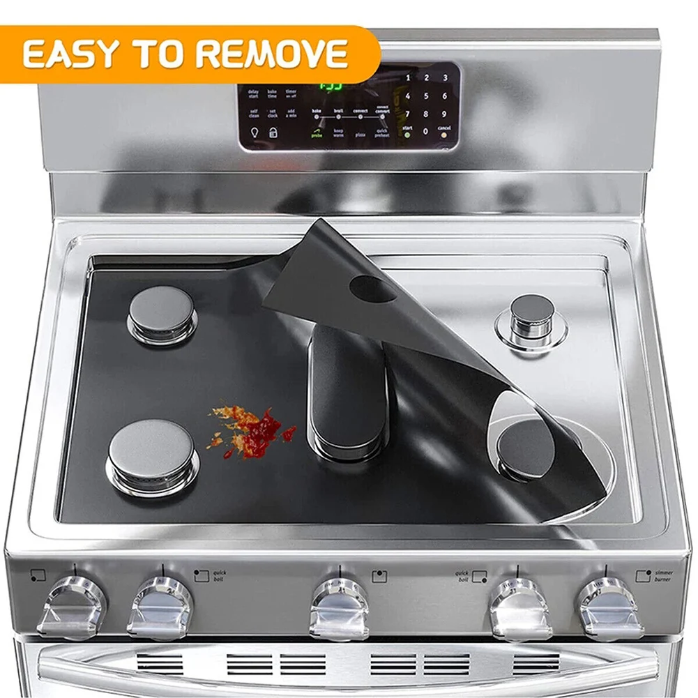 

1pc/2pcs Stove Cover Coating Glass Fiber Cloth For Gas Burner Stove Top Cover Easier To Cut Clean Reusable Kitchen Accessories