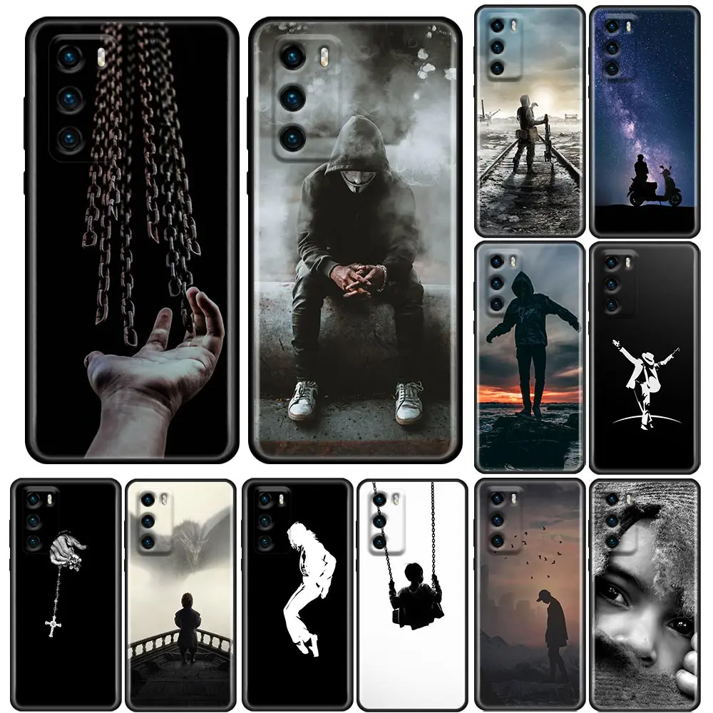 

Child Alone Girl And Boy Phone Case for Huawei P10 Lite P20 P30 P40 Lite P50 Pro Plus P Smart Z Case Soft Silicone Cover