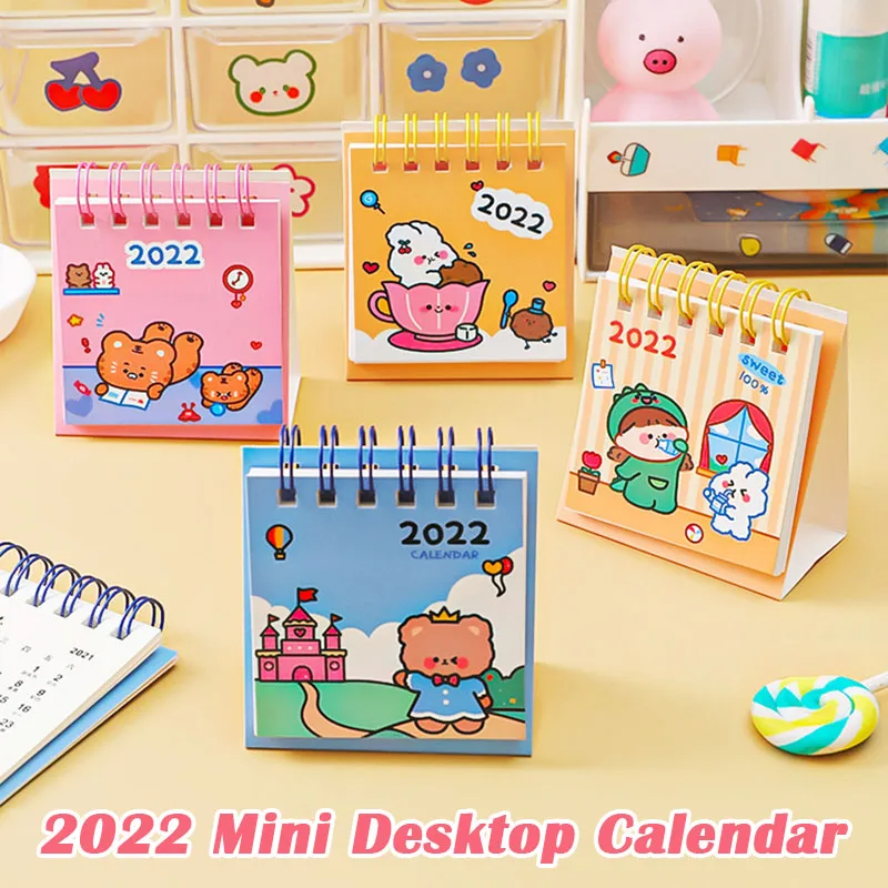 

Cute Mini Calendar Book 2022 Desktop Decoration Plan Cartoon Desk Calendar Office Desk Supplies Student Stationery Calendar Book