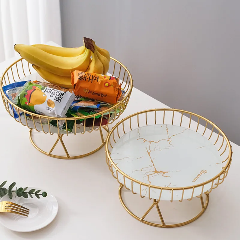 

Luxury Ceramic Fruit Plate Creative Living Room Home Fruit Basket Afternoon Tea Dessert Rack Food Tray High Foot Cake Stand