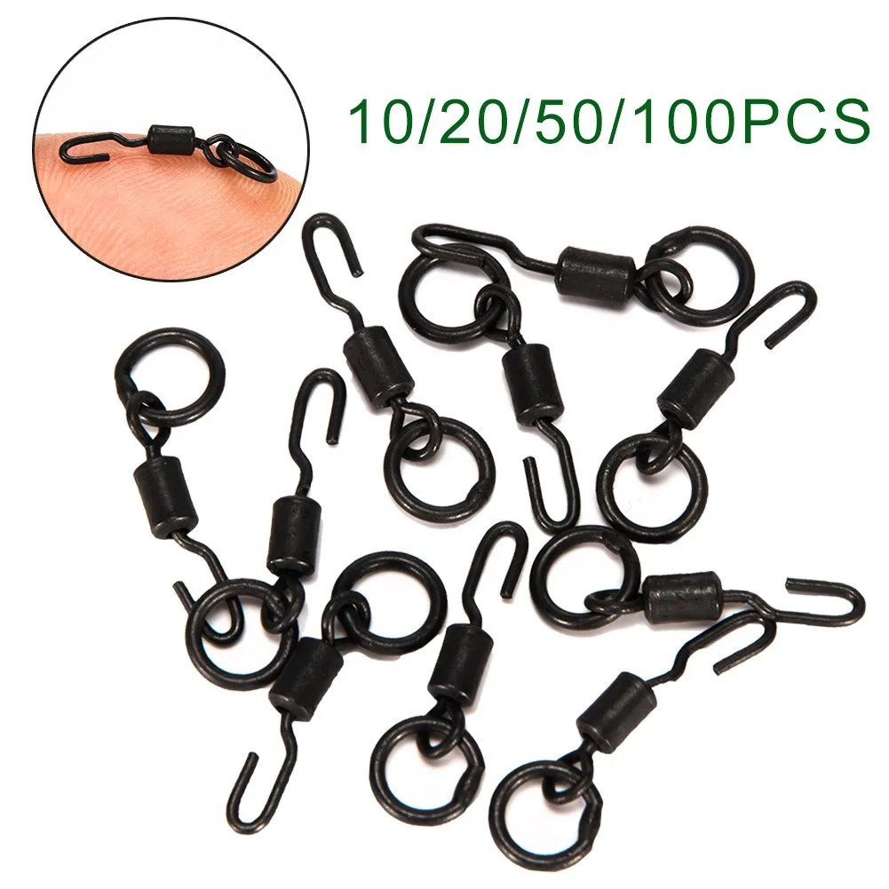 10/20/50/100pcs/pack Spinner Swivels Anti-glare Finish Quickly Change Hook Ronnie Rigs Carp Fishing Accessories