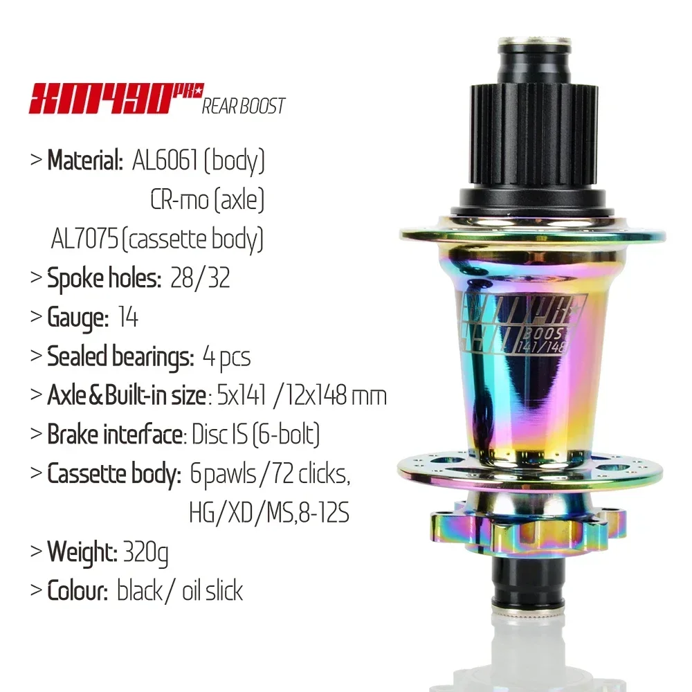 Фото Koozer XM490pro Boost Cr Mo стальная ось, задняя, 5x141 QR 12x148 THRU TA, втулки для горных велосипедов, 32/28 отверстий, HG XD MS 10s 11s 12s, запчасти для велосипедов. №4