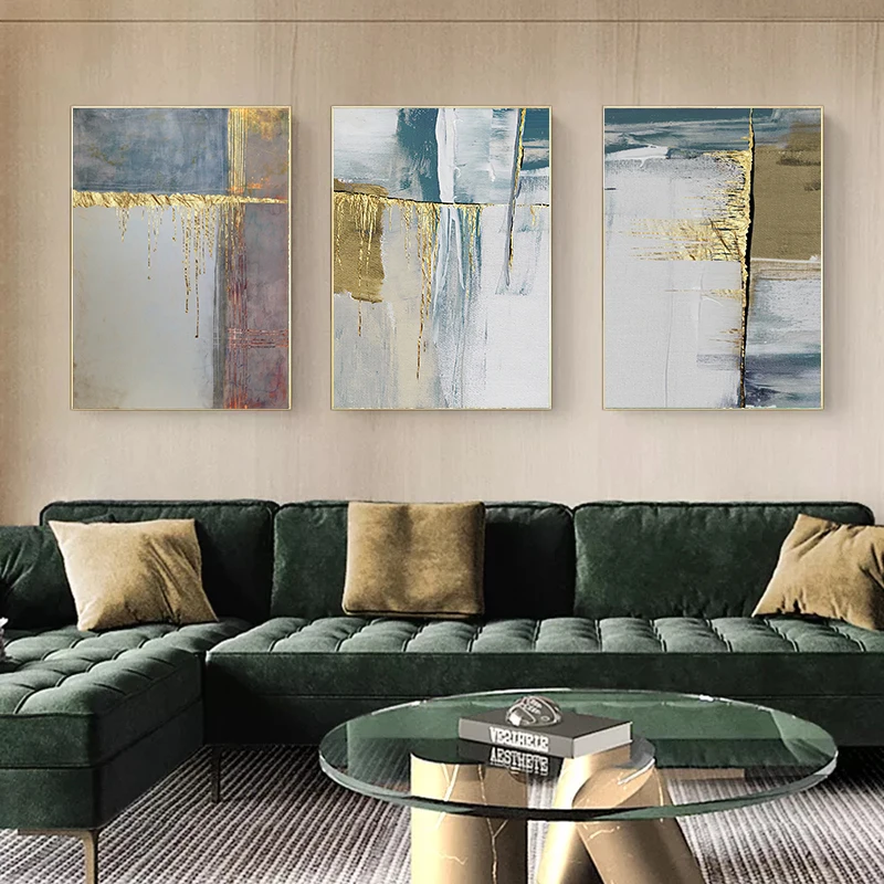 

Nordic Posters Prints Abstract Geometric Golden Fortune Tree Sea River Canvas Painting Wall Pictures Living Room Entrance Decor
