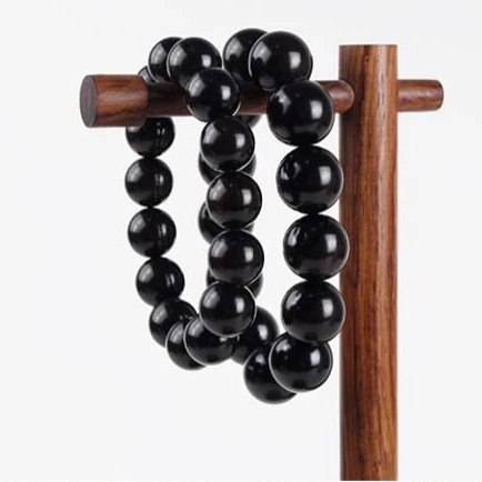 Natural Ebony Buddhist Prayer Beads Bracelet Customized with Purple Sandalwood Beads for Men and Women Meditation