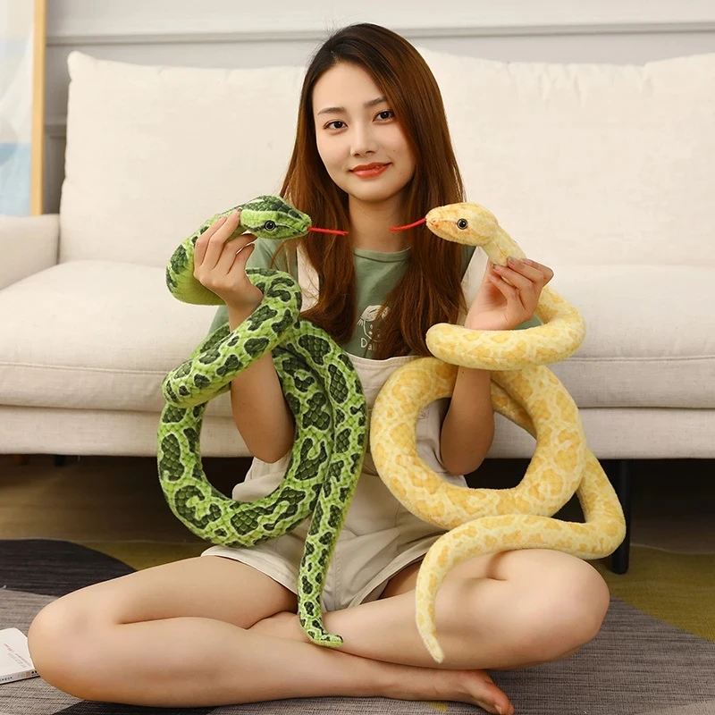 110cm 160cm 200cm 300cm Simulated Snakes Plush Toy Giant Boa Cobra Long Stuffed Snake Plushie Yellow Brown Green Friends Gift images - 6