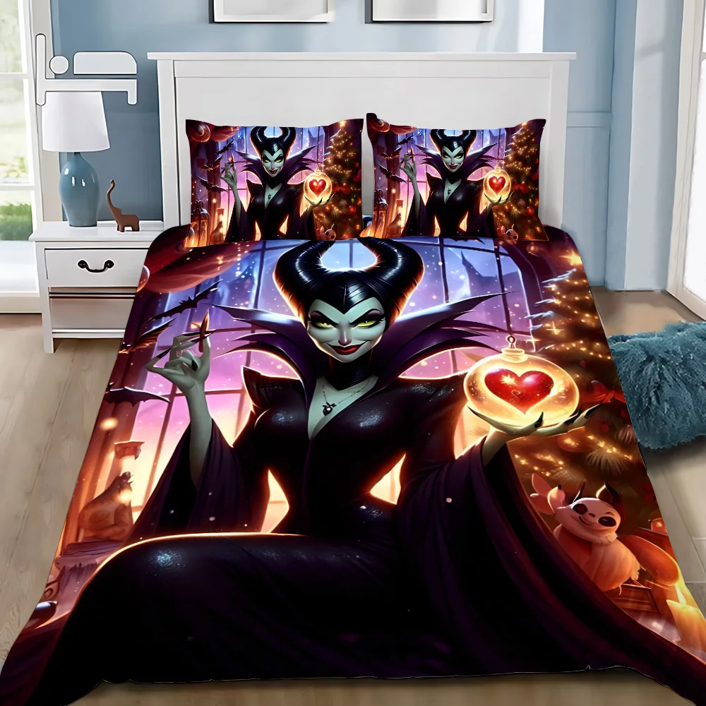 Duvet Cover Pillowcase Bedding Set Princess Villains Queen Adult Boy Girl Bedroom Decoration Children Single Double Large Size