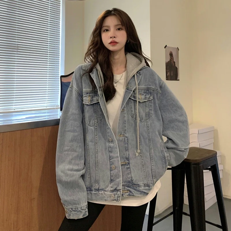 hooded denim jacket womens