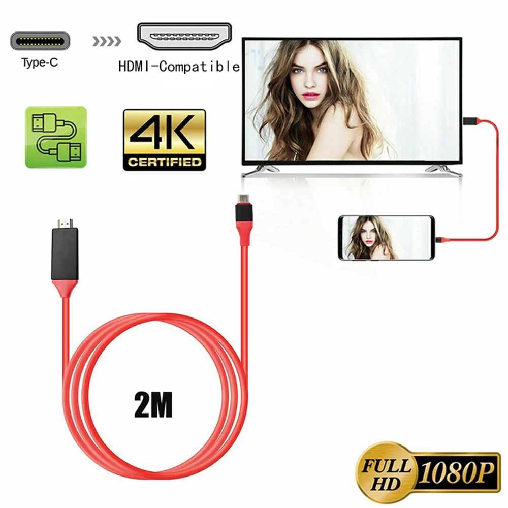 

4K 1080P Cabo 3.1 Type C To HDMI-compatible Adapter Usb Cable USB-C Cable For Macbook Pro ChromeBook Pixel Offers Free Shipping