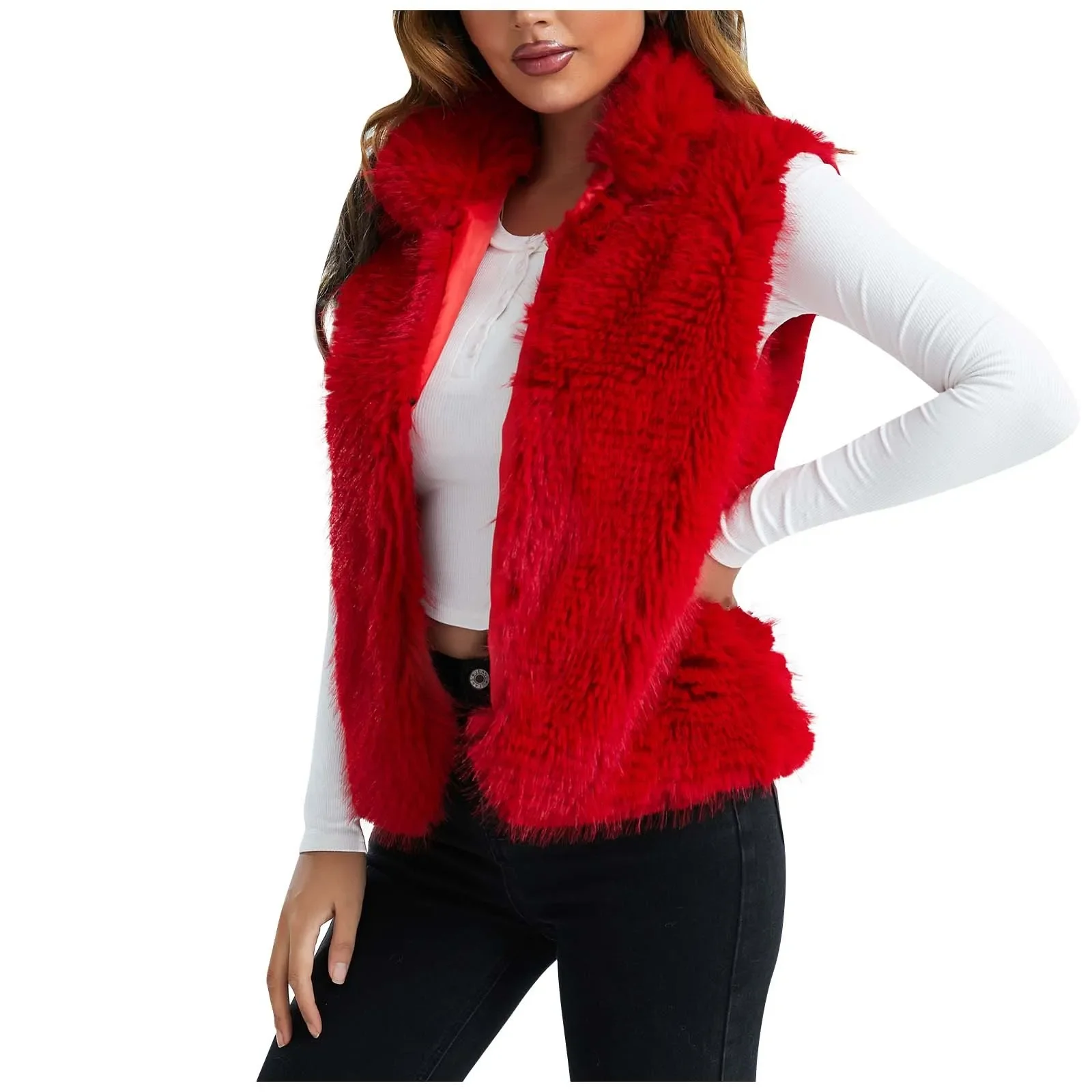 

Women's Autumn And Winter Plush Sleeveless Warm Cardigan Coat winter jackets woman casacos de inverno feminino пальто