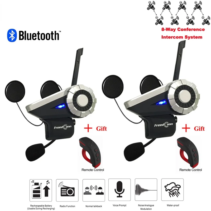 

Дуплексная система связи T-Rex для мотоцикла, 1500 м, Bluetooth, FM-радио, 2 шт.