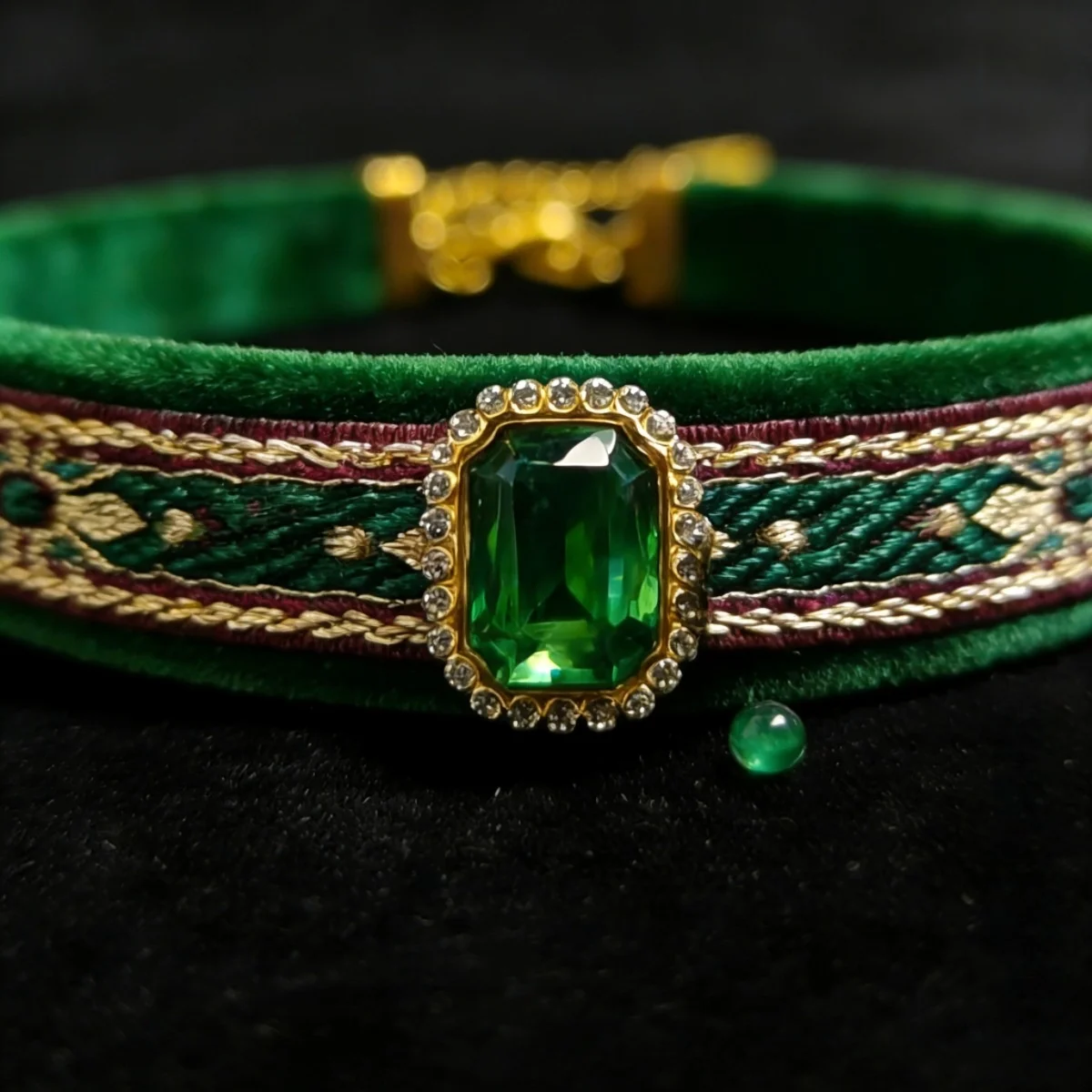 Фото Ошейник для кошек SHINEKNOT: красивое украшение на шею с египетским кулоном-аби, благородной кисточкой и драгоценными камнями №4
