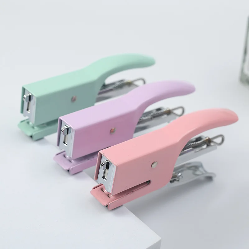

Candy Color Metal Stapler Professional Packaging Plier Stapler Office Desktop Stapler 16 Sheets Capacity Binding Supplies