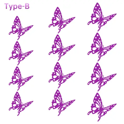 Блестящие наклейки на стены с бабочками, пластик, 12 шт.