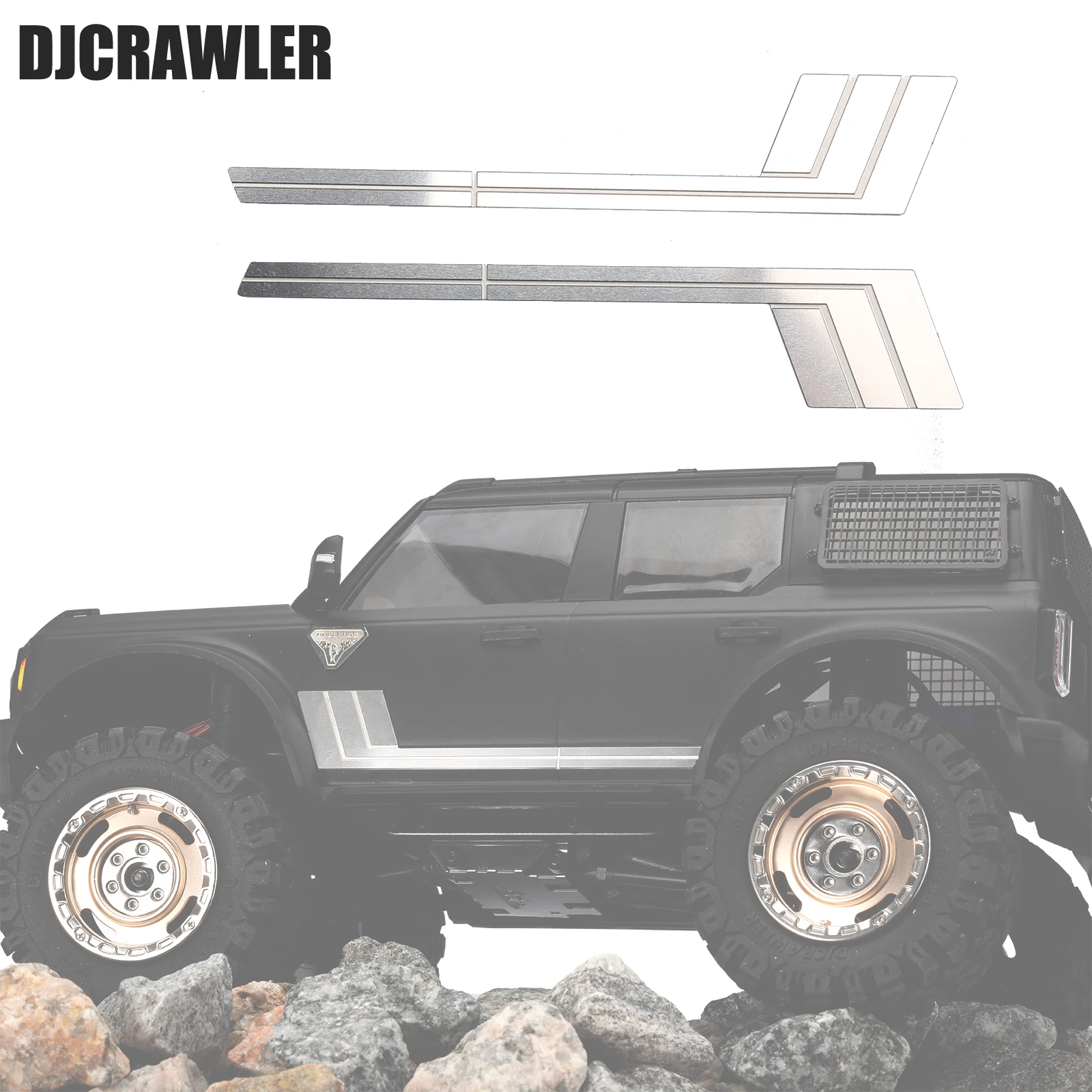 

DJC 1/18 Side Decoration Mirror Stainless Steel Sheet Metal Scratch Plate Type B for TRX-4M BRONCO TRX4M RC Car Upgrade Parts