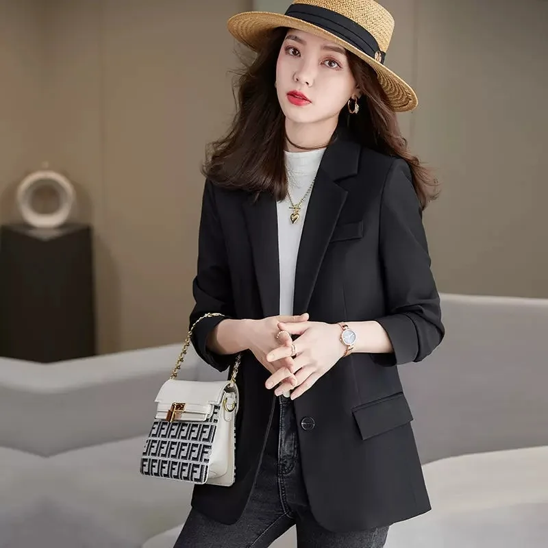 2023 Spring Autumn New Professional Blazer Jacket Women Outwear Korean Loose Long Sleeve Leisure Office Blazer Female Tops