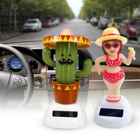 cactus automatic swing solar sun flower jewelry ornaments doll figurines miniature car home decoration