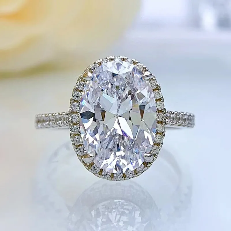 

Ювелирные изделия из высокоуглеродистого бриллианта, модное высококачественное кольцо с бриллиантами из серебра 925 пробы, кольцо с овальным желтым бриллиантом 9*13, Женское кольцо