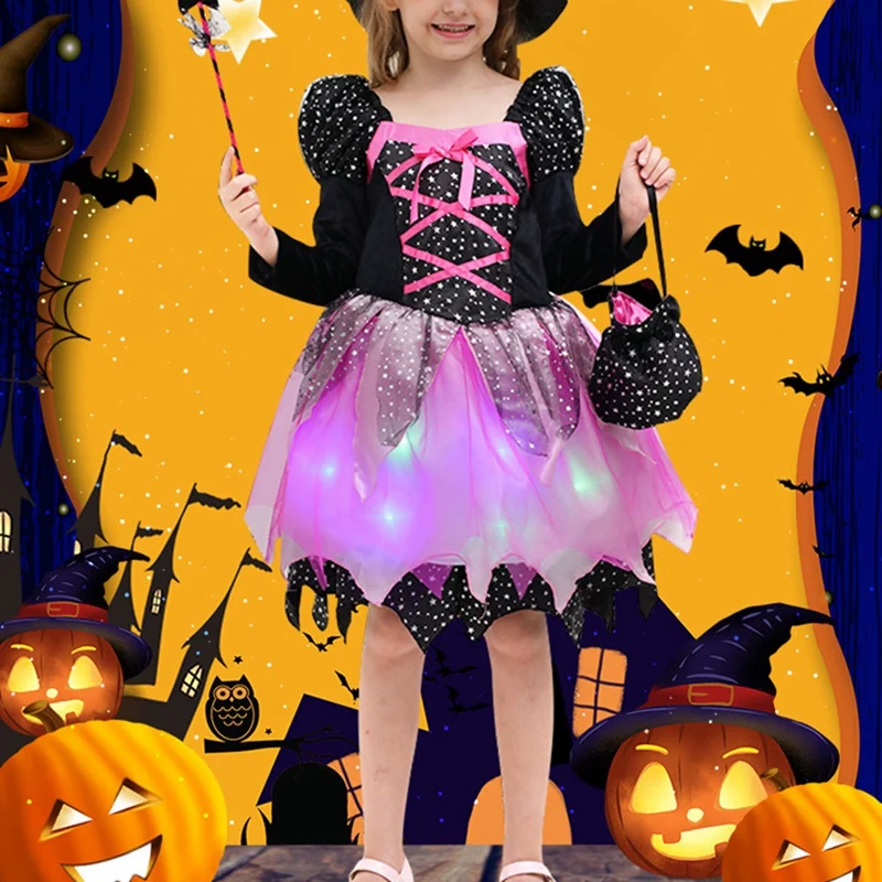 Костюм Хэллоуин для девочек платье ведьмы одежда малышей детский костюм косплея