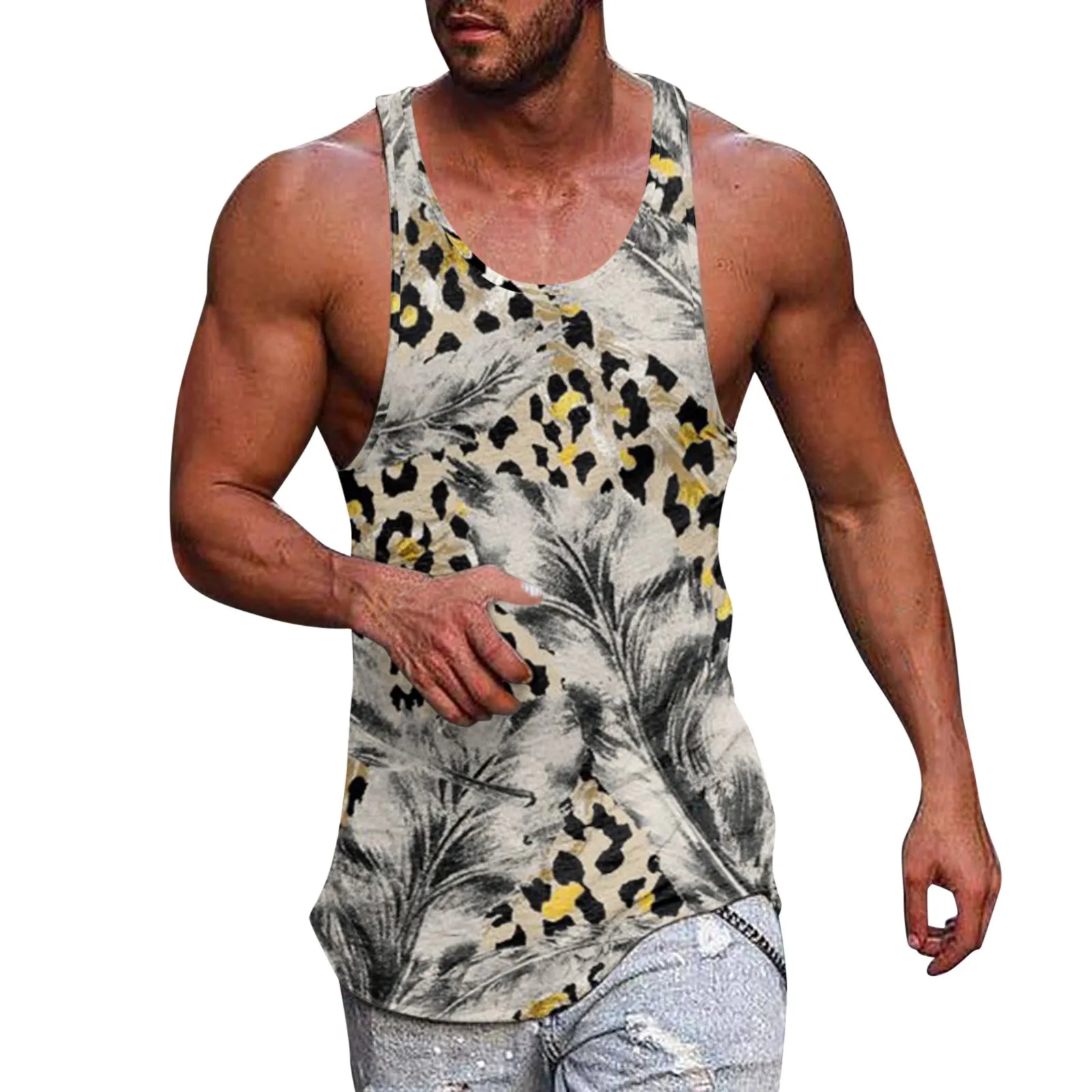 

Мужская летняя майка с геометрическим принтом для серфинга и пляжа, Повседневный дышащий Топ большого размера без рукавов для мальчиков, Св...