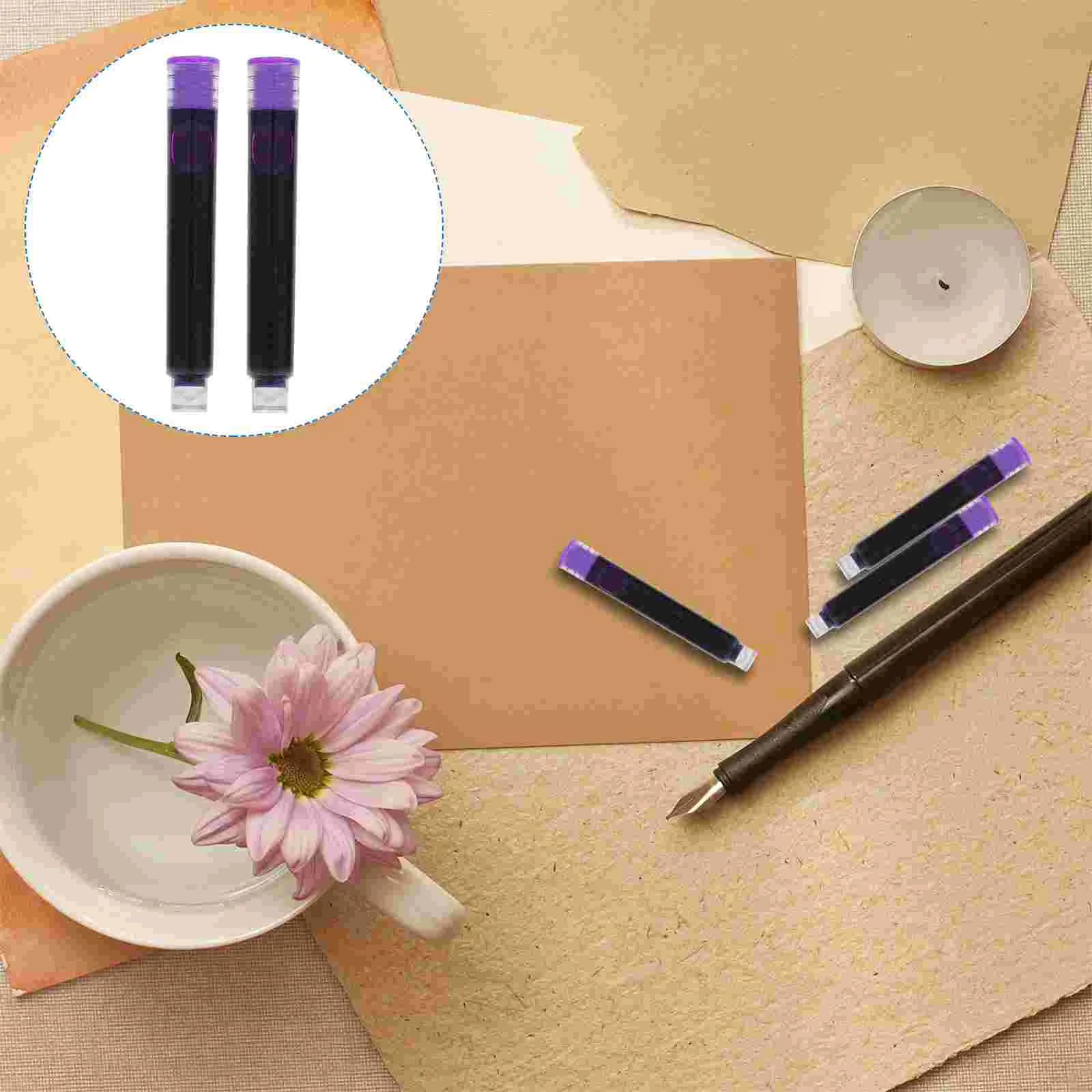 

50pcs Fountain Pen Ink Cartridges Refill Ink Cartridges Purple