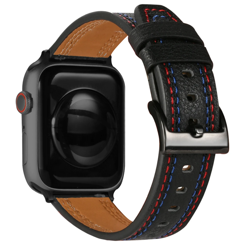 

Leather Strap for Apple Watch 45mm 41mm 44mm 40mm 42mm 38mm 49mm Breathable Wristband Correa iWatch Series Ultra 8 7 6 5 4 3 SE