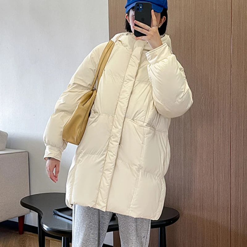 New Fashion 2023 Autumn and Winter Hooded Thickening Age Reduction Korean Version Loose Long Sleeve Mid-length Female Trend